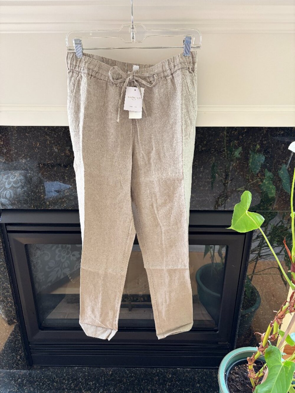 Charter Club 100% Linen Pants Petite Medium Flax Pockets $79.50 NEW NWT